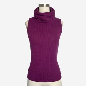 Vintage 90s Neiman Marcus 100% cashmere purple sleeveless turtleneck sweater S